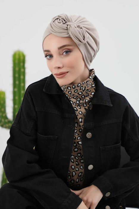 Women's Adjustable Ribbed Turban Bonnet with Long Tail, Instant Winter Turban Bonnet with Tie-Back Tail, Fashionable Women Hijab,B-49RB