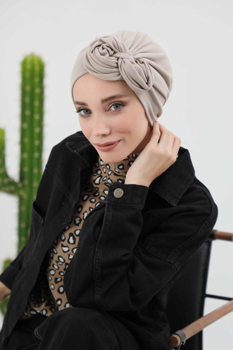 Women's Adjustable Ribbed Turban Bonnet with Long Tail, Instant Winter Turban Bonnet with Tie-Back Tail, Fashionable Women Hijab,B-49RB