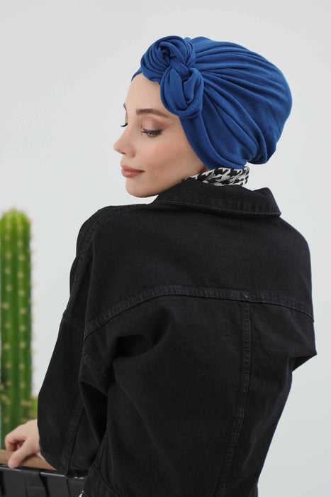 Women's Adjustable Ribbed Turban Bonnet with Long Tail, Instant Winter Turban Bonnet with Tie-Back Tail, Fashionable Women Hijab,B-49RB