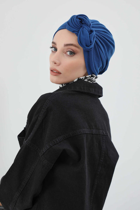 Women's Adjustable Ribbed Turban Bonnet with Long Tail, Instant Winter Turban Bonnet with Tie-Back Tail, Fashionable Women Hijab,B-49RB