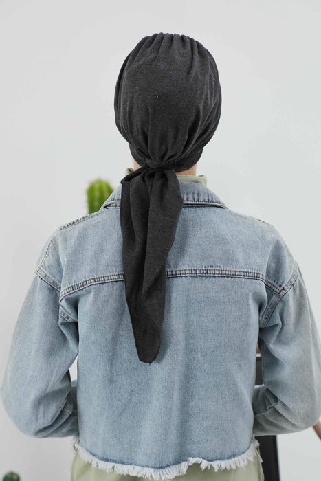 Women's Adjustable Ribbed Turban Bonnet with Long Tail, Instant Winter Turban Bonnet with Tie-Back Tail, Fashionable Women Hijab,B-49RB