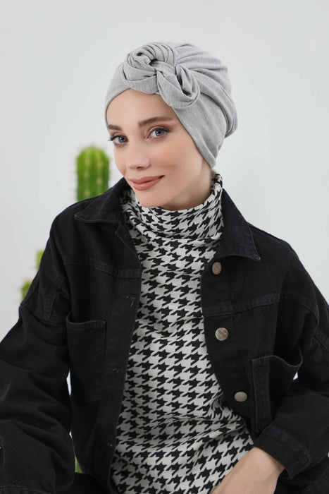 Women's Adjustable Ribbed Turban Bonnet with Long Tail, Instant Winter Turban Bonnet with Tie-Back Tail, Fashionable Women Hijab,B-49RB