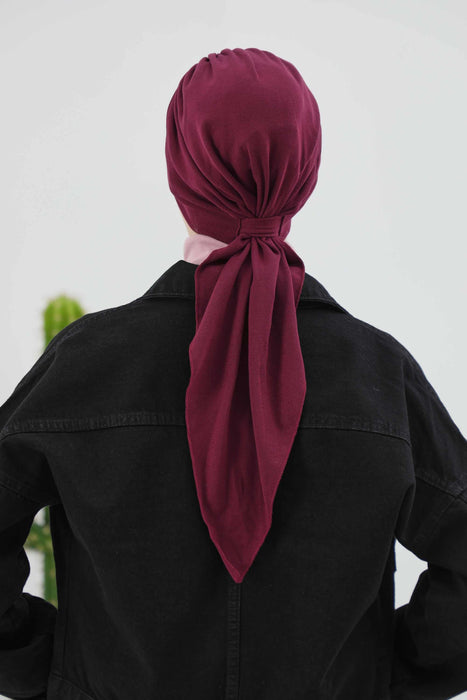 Women's Adjustable Ribbed Turban Bonnet with Long Tail, Instant Winter Turban Bonnet with Tie-Back Tail, Fashionable Women Hijab,B-49RB