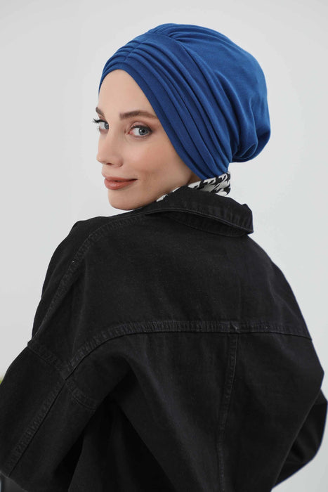 Stretchable Shirred Winter Turban Bonnet for Women, Warm and Stylish Headwrap, Soft Ribbed Winter Instant Turban Chemo Headwear,B-13RB