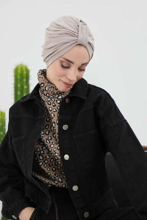 Gemütlicher, gerippter Winterturban aus Stretchmaterial für Krebspatientinnen, leicht zu tragender Instant-Turban-Hijab, weiches Chemo-Kopftuch für Frauen, B-68RB