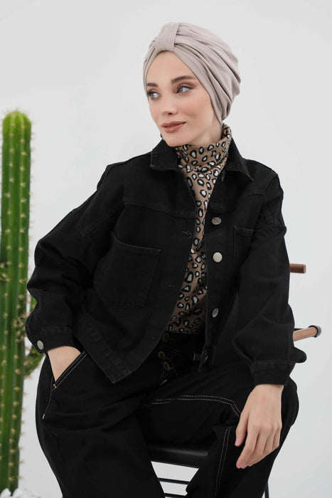 Gemütlicher, gerippter Winterturban aus Stretchmaterial für Krebspatientinnen, leicht zu tragender Instant-Turban-Hijab, weiches Chemo-Kopftuch für Frauen, B-68RB