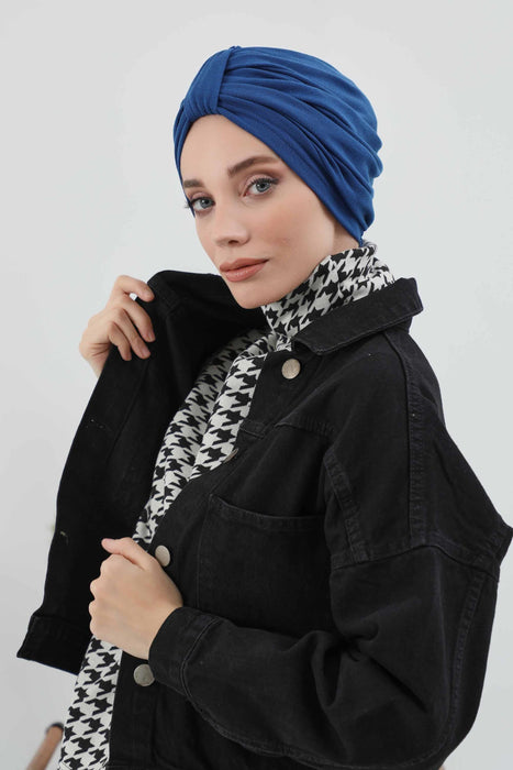 Gemütlicher, gerippter Winterturban aus Stretchmaterial für Krebspatientinnen, leicht zu tragender Instant-Turban-Hijab, weiches Chemo-Kopftuch für Frauen, B-68RB