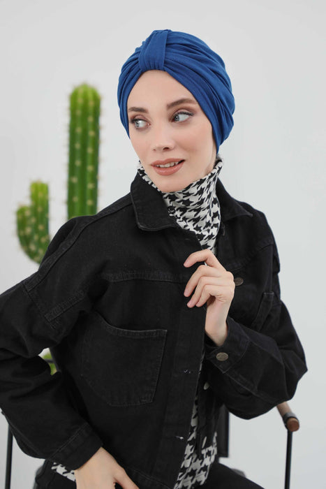 Gemütlicher, gerippter Winterturban aus Stretchmaterial für Krebspatientinnen, leicht zu tragender Instant-Turban-Hijab, weiches Chemo-Kopftuch für Frauen, B-68RB