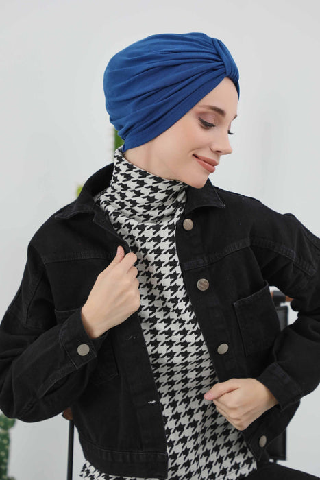 Gemütlicher, gerippter Winterturban aus Stretchmaterial für Krebspatientinnen, leicht zu tragender Instant-Turban-Hijab, weiches Chemo-Kopftuch für Frauen, B-68RB