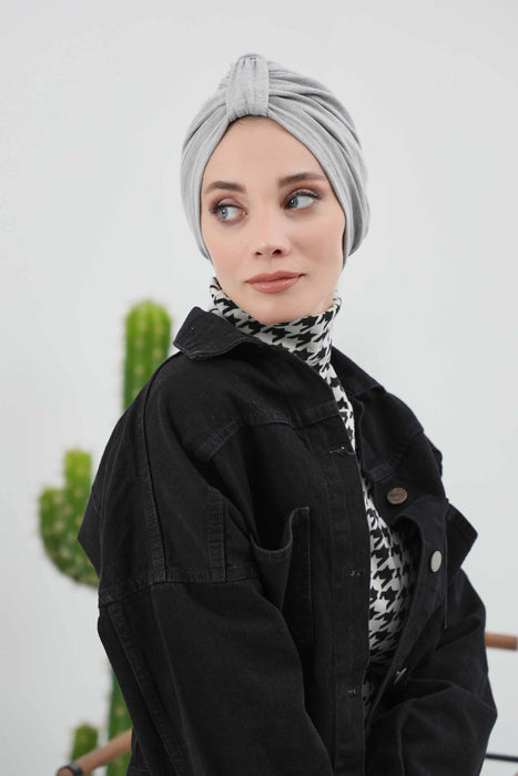 Gemütlicher, gerippter Winterturban aus Stretchmaterial für Krebspatientinnen, leicht zu tragender Instant-Turban-Hijab, weiches Chemo-Kopftuch für Frauen, B-68RB