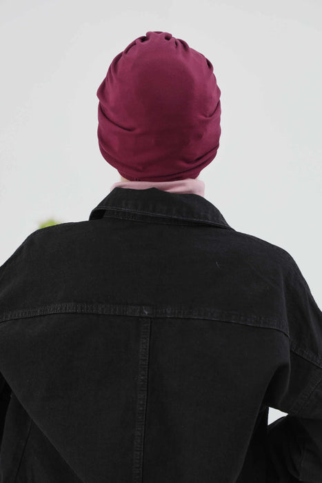 Gemütlicher, gerippter Winterturban aus Stretchmaterial für Krebspatientinnen, leicht zu tragender Instant-Turban-Hijab, weiches Chemo-Kopftuch für Frauen, B-68RB