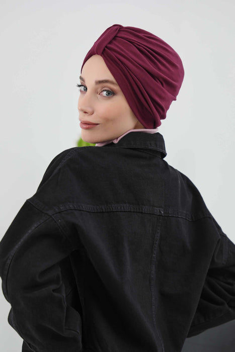 Gemütlicher, gerippter Winterturban aus Stretchmaterial für Krebspatientinnen, leicht zu tragender Instant-Turban-Hijab, weiches Chemo-Kopftuch für Frauen, B-68RB