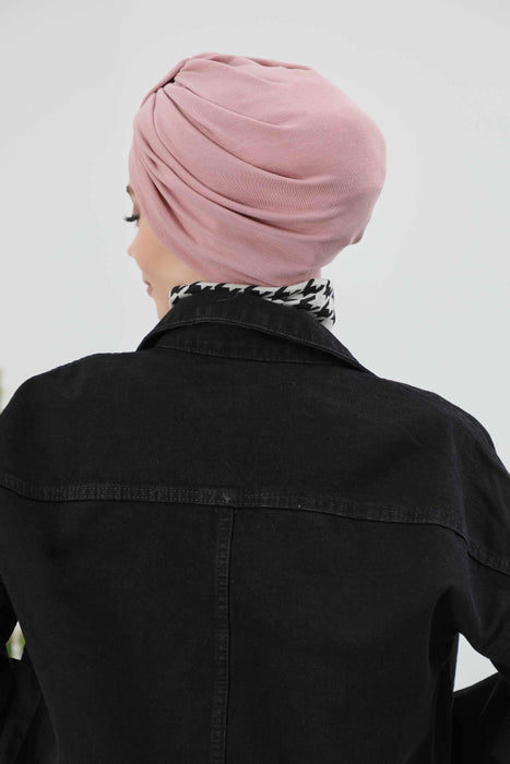 Gemütlicher, gerippter Winterturban aus Stretchmaterial für Krebspatientinnen, leicht zu tragender Instant-Turban-Hijab, weiches Chemo-Kopftuch für Frauen, B-68RB