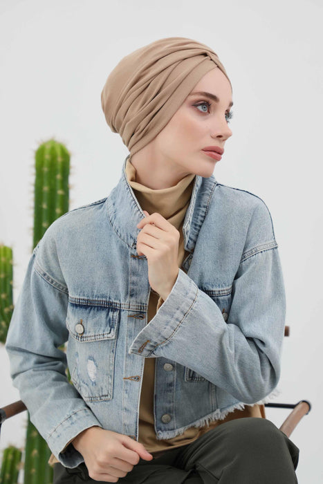 Elegant Stretchable Winter Turban Bonnet for Women, One-Size Polyviscose Headwrap for Cold Weathers, Thick and Cozy Chemo Headwrap,B-9IV