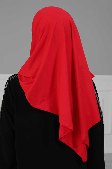 95% Cotton Adjustable Hijab Shawl, Easy to Wear Shawl Head Scarf for Women for Everyday Elegance, Instant Shawl for Modest Fashion,CPS-31 Red