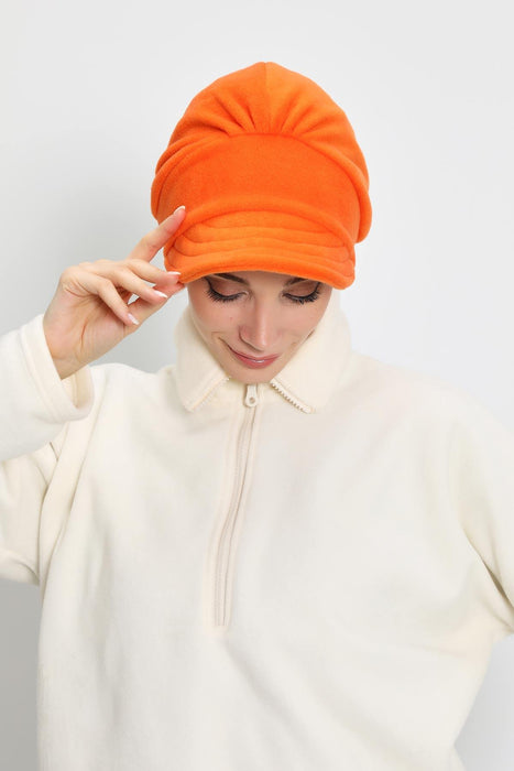 Women's Winter Fleece Visor Cap Turban, Visored Fleece Turban Hat for Women, Warm and Elegant Winter Cap,B-73PL