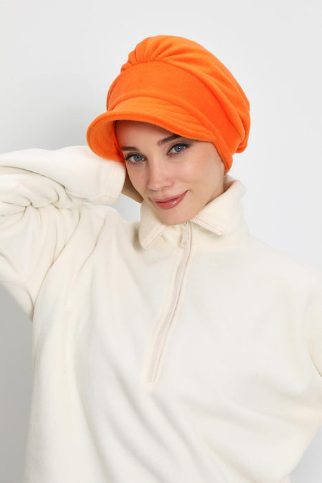 Women's Winter Fleece Visor Cap Turban, Visored Fleece Turban Hat for Women, Warm and Elegant Winter Cap,B-73PL