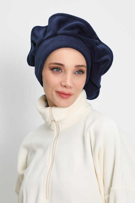 French Artist Style Winter Cap, Chic Fleece Turban Beret, Women's Warm Painter-Style Winter Hat, Elegant Winter Headwear,B-79PL