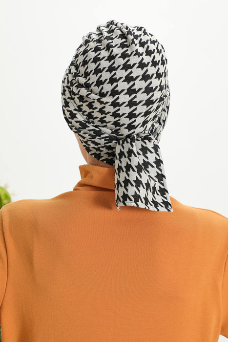 Patterned Winter Scarf Turban for Women, Polyviscose Stretch Turban with Scarf, Stylish One-Size Headwrap for Women,B-80DIV