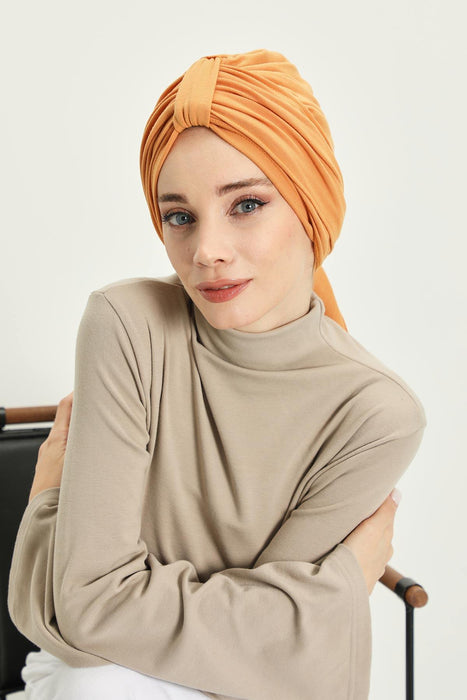 Winter Scarf Turban for Women, Stretch Ribbed Fabric Turban with Scarf, Elegant One-Size Winter Headwear,B-80RB