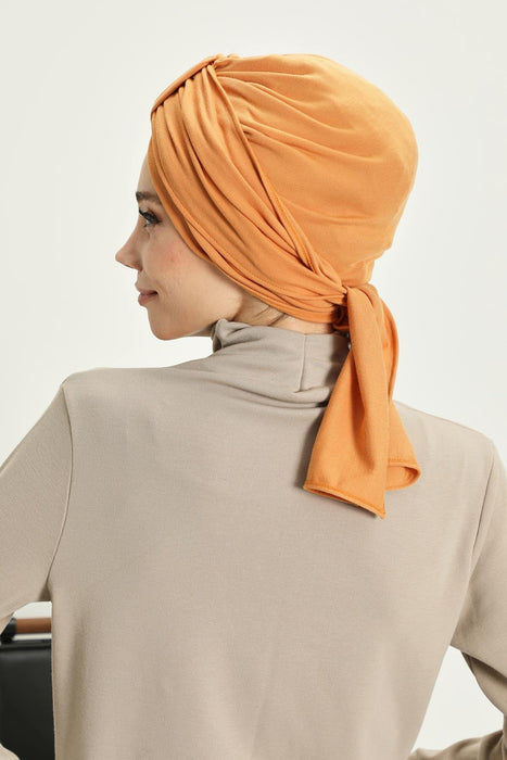 Winter Scarf Turban for Women, Stretch Ribbed Fabric Turban with Scarf, Elegant One-Size Winter Headwear,B-80RB