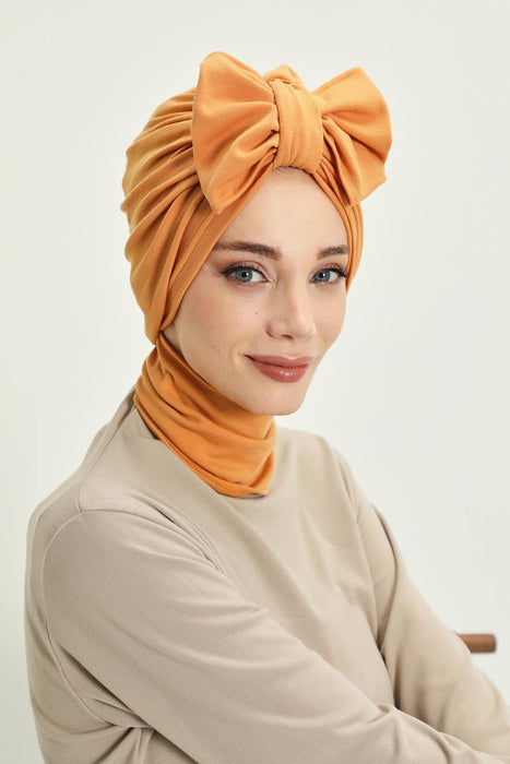 Winter Scarf Turban for Women, Stretch Ribbed Fabric Turban with Scarf, Elegant One-Size Winter Headwear,B-80RB