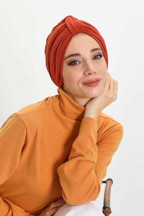 Winter Scarf Turban for Women, Stretch Ribbed Fabric Turban with Scarf, Elegant One-Size Winter Headwear,B-80RB