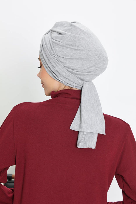 Winter Scarf Turban for Women, Stretch Ribbed Fabric Turban with Scarf, Elegant One-Size Winter Headwear,B-80RB