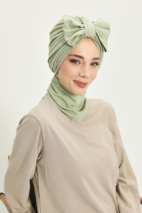 Winter Scarf Turban for Women, Stretch Ribbed Fabric Turban with Scarf, Elegant One-Size Winter Headwear,B-80RB