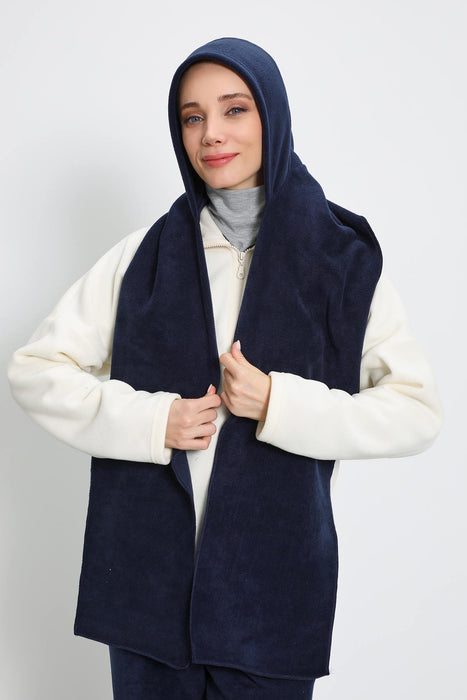 Women's Windproof Fleece Hooded Scarf with Neck Warmer, Cozy Winter Hat and Scarf Combo, All-in-One Winter Wrap,B-85PL