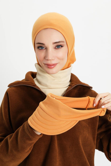 Detachable Visor Winter Turban for Women, Ribbed Polyviscose Stretch Headwrap, Stylish One-Size Cap for Cold Weather,B-82RB