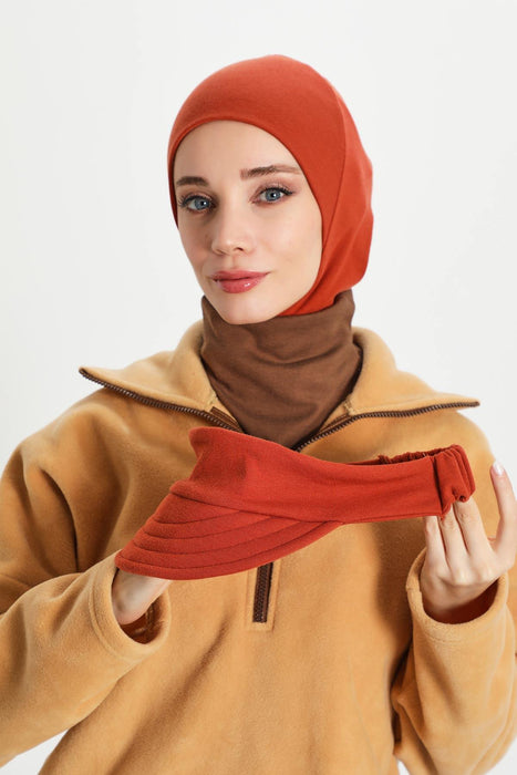 Detachable Visor Winter Turban for Women, Ribbed Polyviscose Stretch Headwrap, Stylish One-Size Cap for Cold Weather,B-82RB