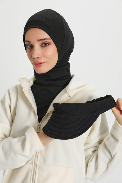 Detachable Visor Winter Turban for Women, Ribbed Polyviscose Stretch Headwrap, Stylish One-Size Cap for Cold Weather,B-82RB