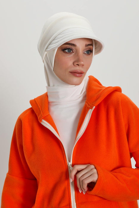 Detachable Visor Winter Turban for Women, Ribbed Polyviscose Stretch Headwrap, Stylish One-Size Cap for Cold Weather,B-82RB