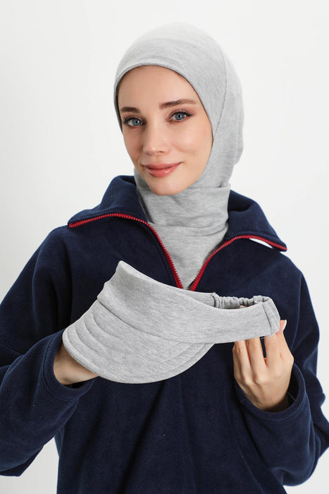 Detachable Visor Winter Turban for Women, Ribbed Polyviscose Stretch Headwrap, Stylish One-Size Cap for Cold Weather,B-82RB