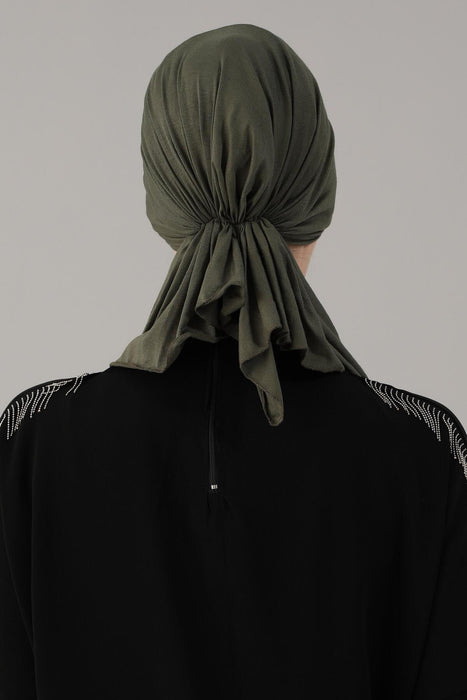 Adjustable Cotton Bandana for Women, Flexible Bandana Headwear, High Quality Full Head Covering Headscarf, Plain Colour Muslim Hijab,B-47 Army Green
