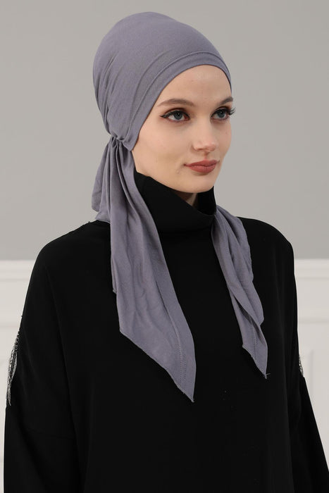 Adjustable Cotton Bandana for Women, Flexible Bandana Headwear, High Quality Full Head Covering Headscarf, Plain Colour Muslim Hijab,B-47 Grey