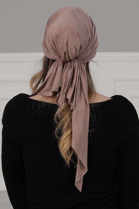 Adjustable Cotton Bandana for Women, Flexible Bandana Headwear, High Quality Full Head Covering Headscarf, Plain Colour Muslim Hijab,B-47 Mink