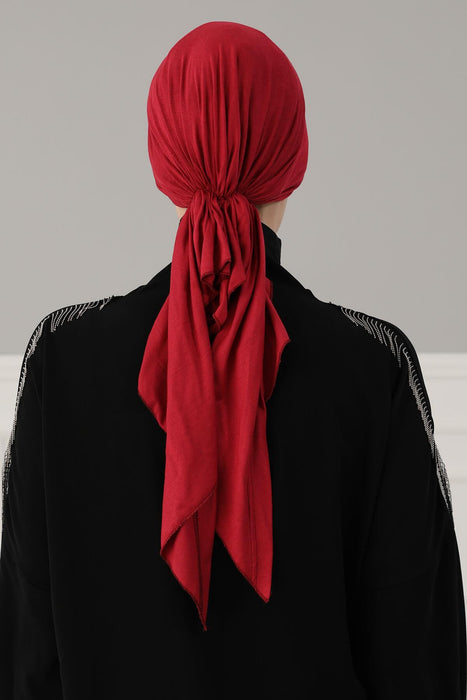 Adjustable Cotton Bandana for Women, Flexible Bandana Headwear, High Quality Full Head Covering Headscarf, Plain Colour Muslim Hijab,B-47 Maroon