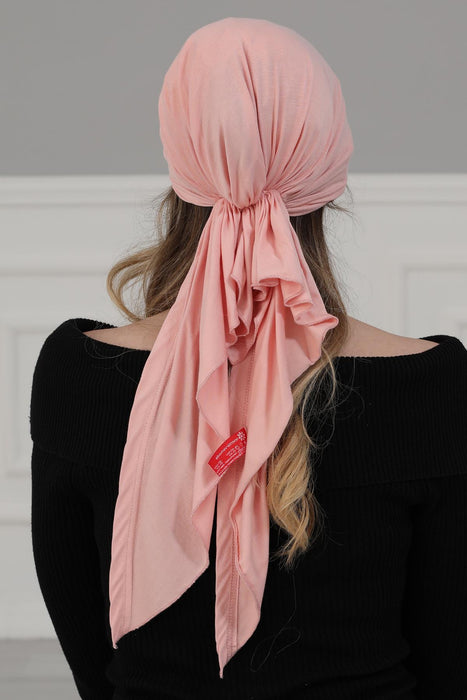 Adjustable Cotton Bandana for Women, Flexible Bandana Headwear, High Quality Full Head Covering Headscarf, Plain Colour Muslim Hijab,B-47 Powder
