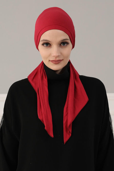 Adjustable Cotton Bandana for Women, Flexible Bandana Headwear, High Quality Full Head Covering Headscarf, Plain Colour Muslim Hijab,B-47 Maroon