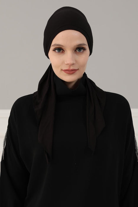 Adjustable Cotton Bandana for Women, Flexible Bandana Headwear, High Quality Full Head Covering Headscarf, Plain Colour Muslim Hijab,B-47 Black