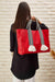 Polyamide Canvas Hand Shoulder Tote Bag with Tassels Casual Daily Bag Large Capacity Shopping Bag,C-15 Red