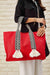 Polyamide Canvas Hand Shoulder Tote Bag with Tassels Casual Daily Bag Large Capacity Shopping Bag,C-15 Red