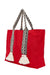 Polyamide Canvas Hand Shoulder Tote Bag with Tassels Casual Daily Bag Large Capacity Shopping Bag,C-15 Red