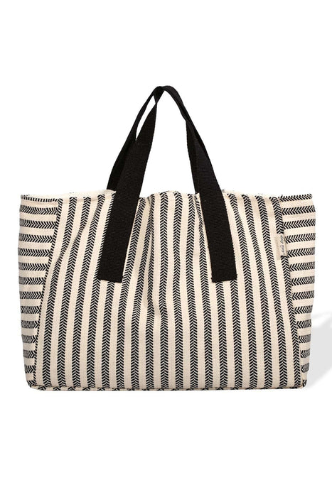 Striped Hand ShoulderTote Bag Casual Large Capacity Cotton Daily Travel Shopping Bag,C-18