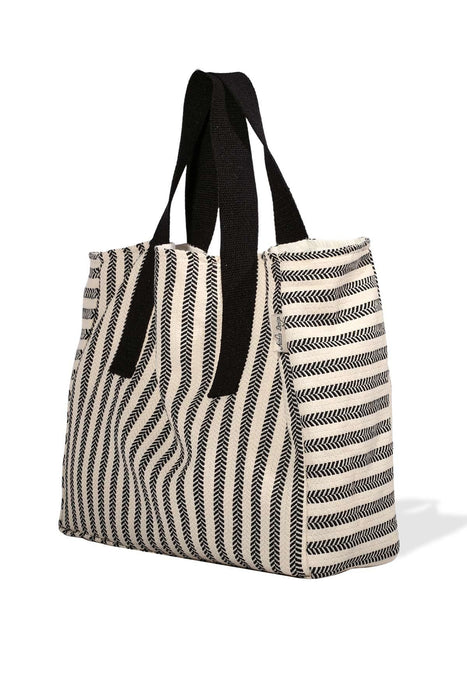 Striped Hand ShoulderTote Bag Casual Large Capacity Cotton Daily Travel Shopping Bag,C-18