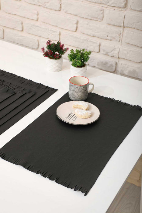 Set of 2 Washable Wipeable Placemats Faux Leather Table Mats Fringed Easy to Clean for Dining Table Set with Tassel Home Kitchen,A-4