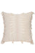 Boho Fringed Throw Pillow Cover with Tassels in the Middle Line, 18x18 Inches Ruffled and Tufted Square Pillow Cover for Living Room,K-168 Ivory