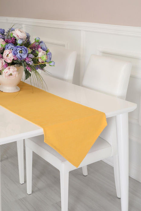 Knit Fabric Table Runner 12 x 36 inches (30 x 90 cm) Machine Washable Table Cloth for Home Kitchen Decorations Wedding,R-13 Yellow